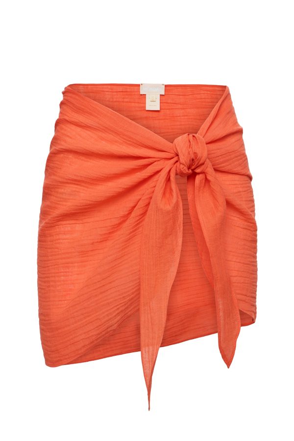 South Beach Sarong - Papaya Crinkle Linen Fashion