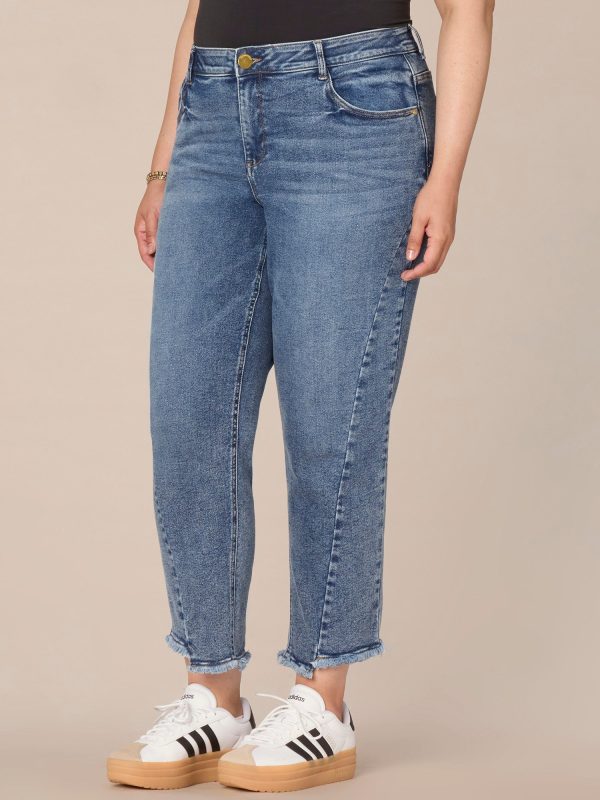Ab solution High Rise Straight Leg Plus Size Jeans with Splicing Hot on Sale - Image 2