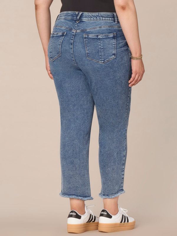 Ab solution High Rise Straight Leg Plus Size Jeans with Splicing Hot on Sale - Image 4